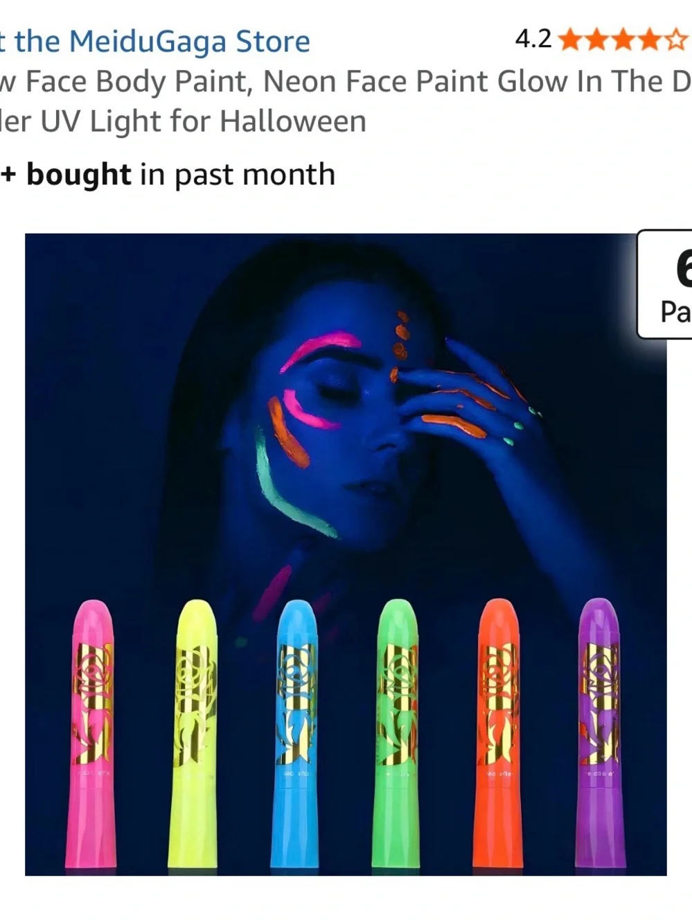 Neon Face Paint Glow In The Dark Under UV Light for Halloween